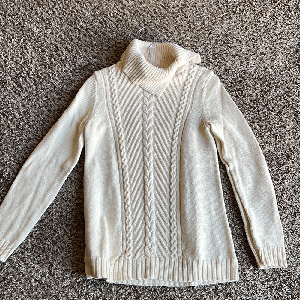 Talbots Split Cowlneck Cable Sweater - image 4
